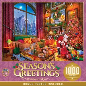 MasterPieces 1000 Piece Christmas Jigsaw Puzzle – Village Square – 19.25″x26.75″(Christmas Lodge)