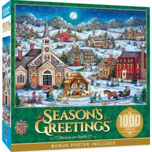 MasterPieces 1000 Piece Christmas Jigsaw Puzzle – Village Square – 19.25″x26.75″(Peace on Earth)