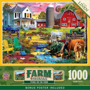 MasterPieces 1000 Piece Jigsaw Puzzle for Adults, Family, Or Youth – Picnic on the Farm – 19.25″x26.75″(1000 Piece)