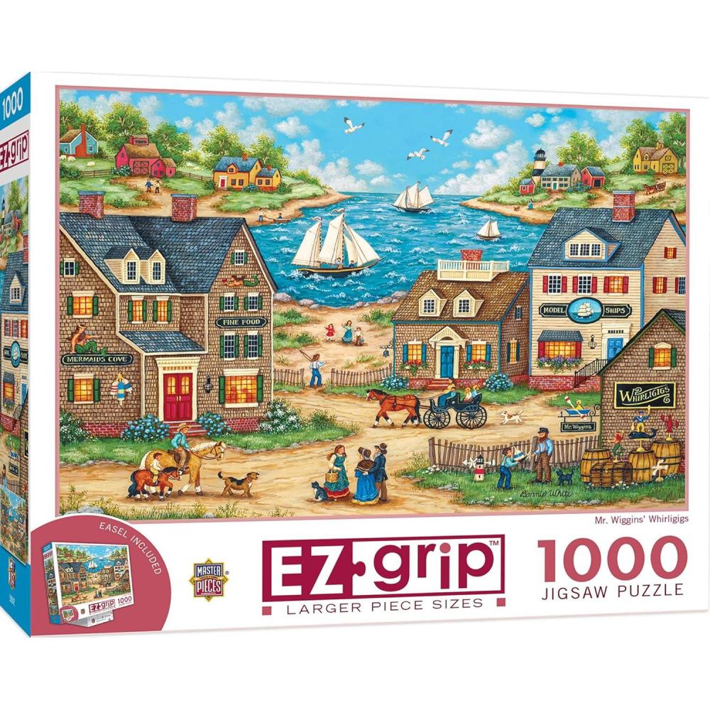 imageMasterPieces 1000 Piece EZ Grip Jigsaw Puzzle for Adults Family Or Youth Attic Treasures 235x34Mr Wiggins Whirligigs