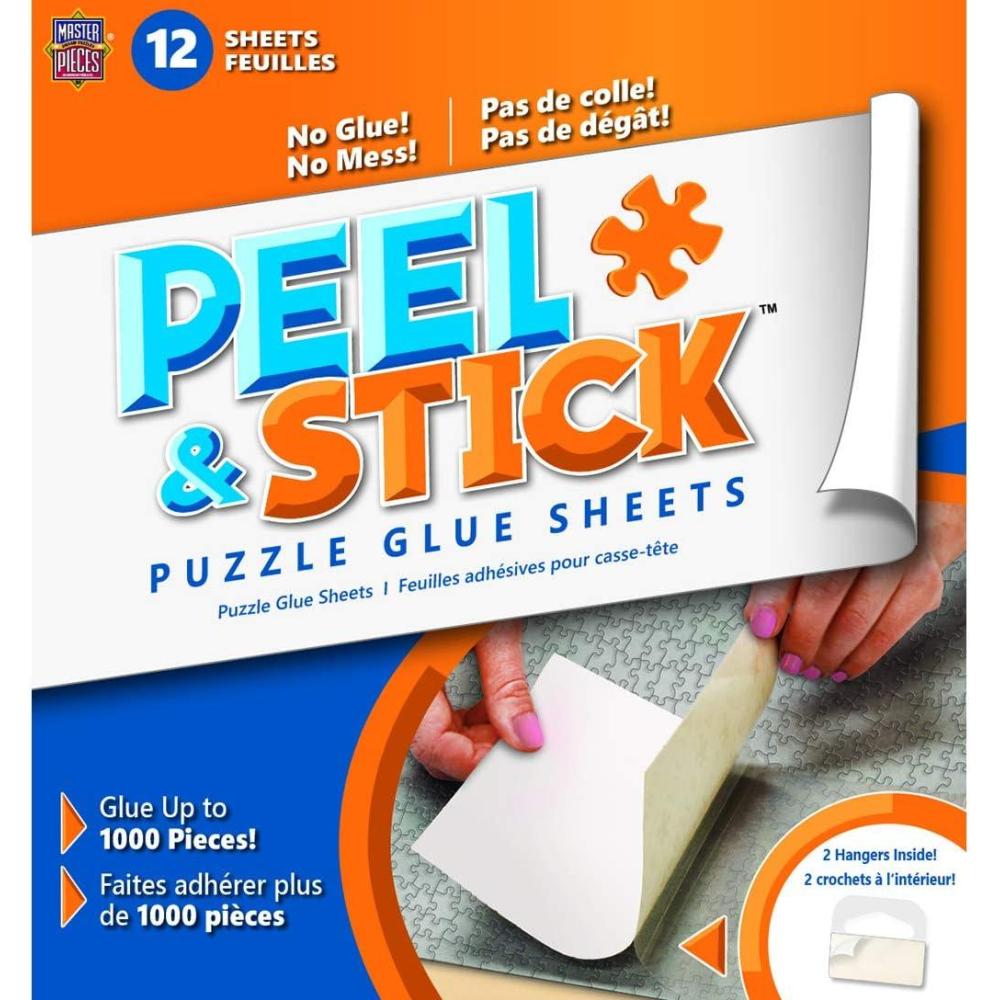 imageMasterPieces Accessories 12 Permanent Adhesive Jigsaw Puzzle Glue Sheets with PeelOffBackers