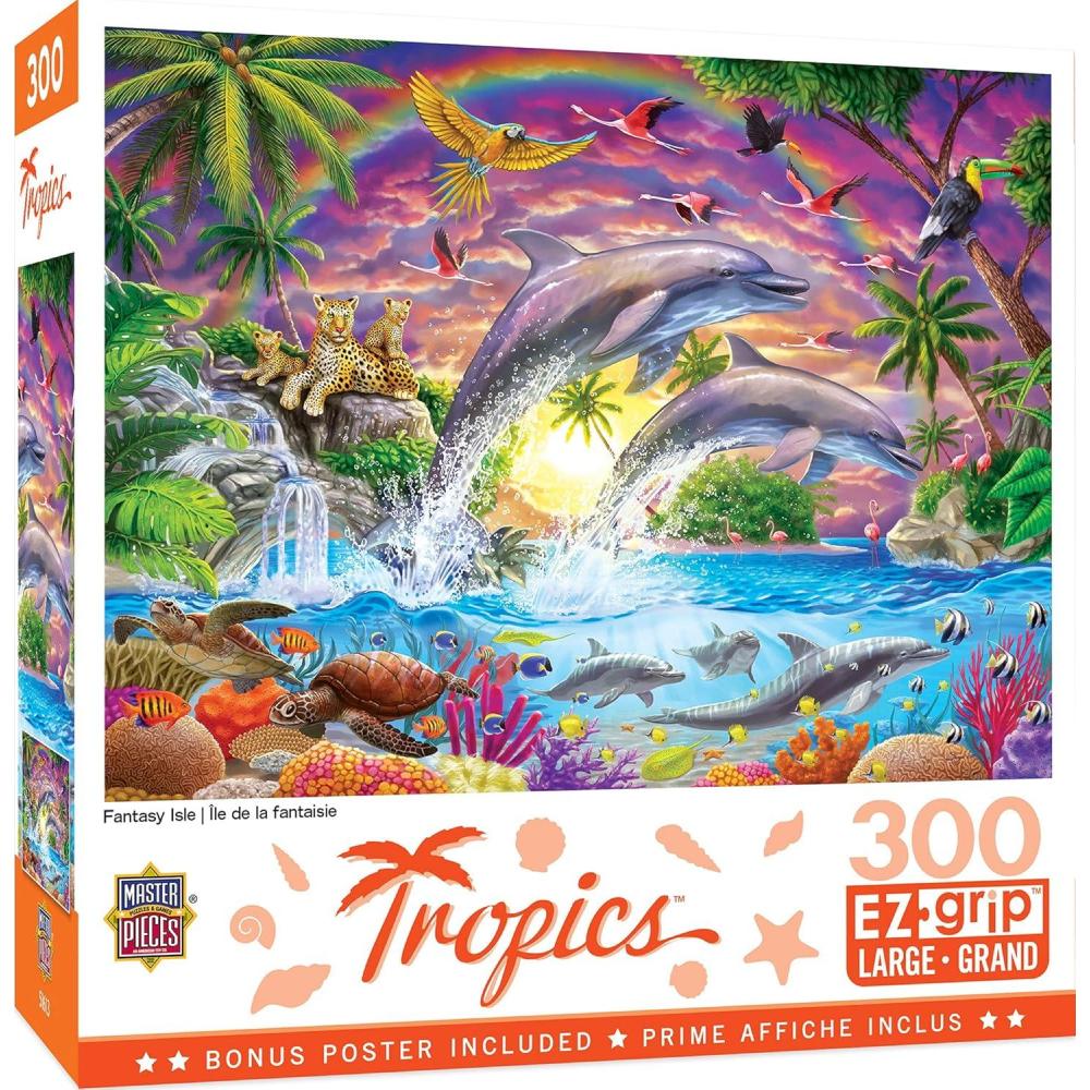 imageMasterPieces 300 Piece EZ Grip Jigsaw Puzzle  Fantasy Isle  18x24Fantasy Isle
