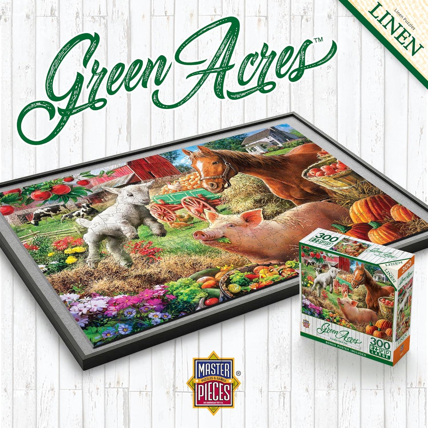 imageMasterPieces 300 Piece Jigsaw Puzzle Large EZ Grip Shapes Fresh Pie Tonight Fun for Adults Seniors Family Matte Finish 18x24Pumpkin Patch Pals