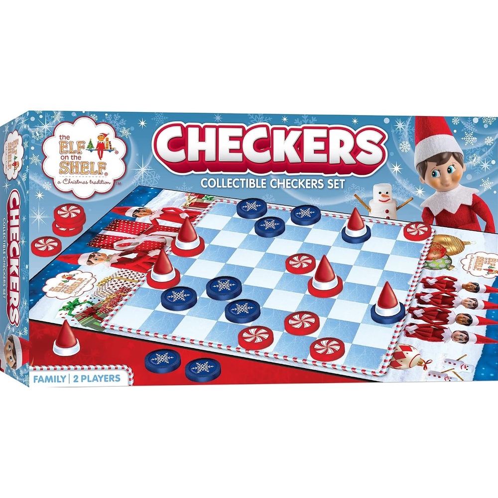 image:imageMasterPieces Officially Licensed Elf on the Shelf Checkers Board Game for Families and Kids Ages 6 and Up