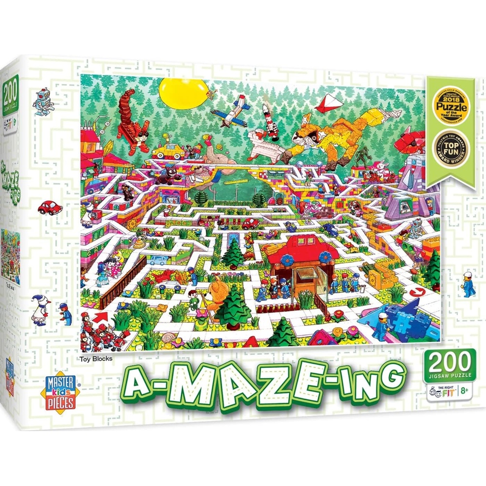 image:imageMasterpieces AMazeIng 200 Piece Jigsaw Puzzle for Kids Space Colony 14x19Toy Blocks