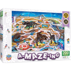 Masterpieces A-Maze-Ing 200 Piece Jigsaw Puzzle for Kids – Space Colony – 14″x19″(Dinosaur Museum)